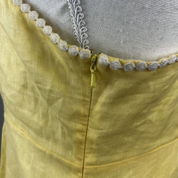 Lilly Pulitzer Cormick Yellow Linen Dress Size 6 Tie Shoulder Summer Beach - Picture 13 of 16